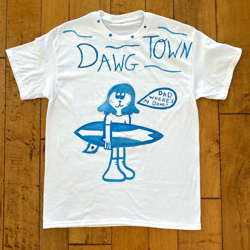 Men’s White and Blue Graphic T-Shirt